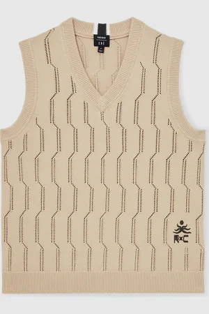 Reiss Stone Thiego Ché Pointelle V-Neck Vest xlarge
