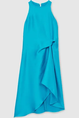 Reiss Micah Satin Drape Tuck Midi Dress 104110cm