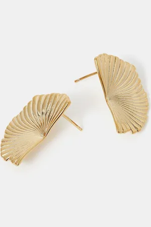 Accessorize Gold 14ct Plated Fan Earrings One