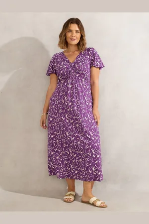 Live Unlimited London Curve Leaf Print Pleat Front Midi Dress 28