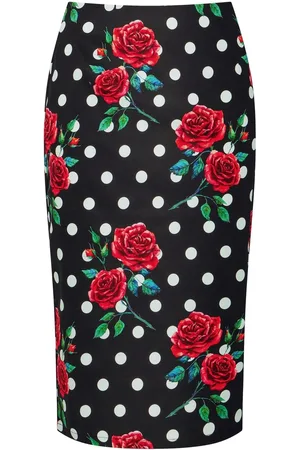 Joe Browns Rose Print Polka Dot Pencil Skirt AU 14