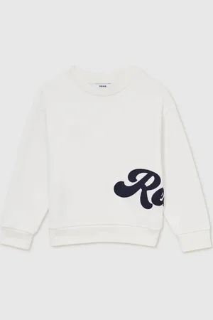 Reiss White Grover 3-9 yrs Cotton-Blend Logo Script Sweatshirt 5