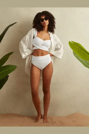 Reiss White Cristina High Rise Bikini Bottoms AU 10