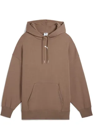PUMA Brown Oversized Womens Wardrobe Essentials Hoodie L