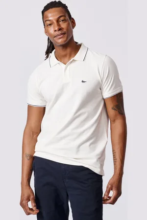 Aubin Percy Tipped 100% Cotton White Polo Shirt large