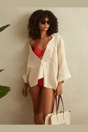 Reiss Red Aubrey Underwired Tie Back Bikini Top AU 6