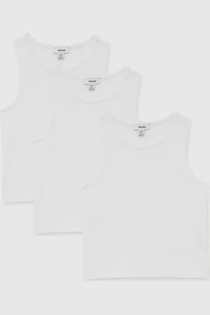 Reiss White Jaden 3 Pack 3-9 yrs Cotton Stretch Ribbed Vest 3 Pack 8