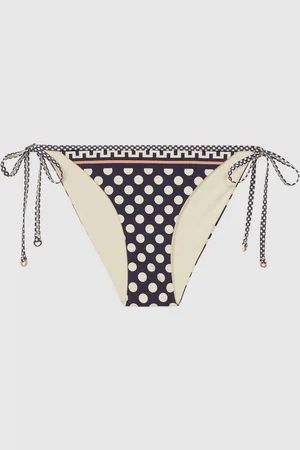 Reiss Navy/White Zana Polka Dot Self-Tie Bikini Bottoms AU 16
