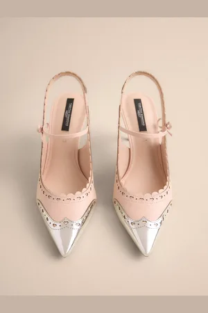 Next Tabitha Simmons x Josephine Leather Point Toe Bow Brogue Detail Slingback Shoes eu40uk65
