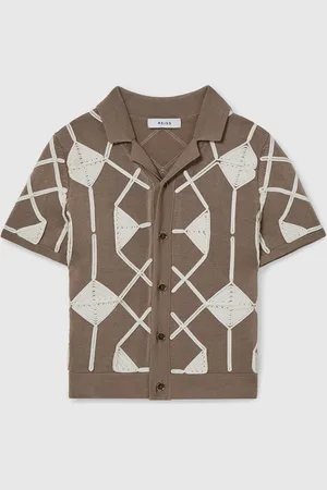 Reiss Terrazzo Geometric Embroidery Knit Shirt 146152cm