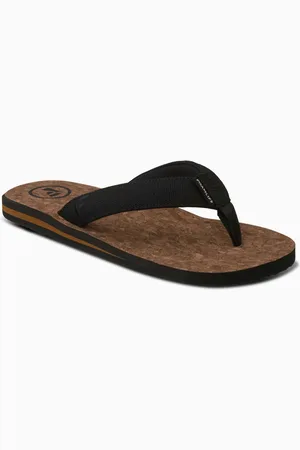 FoamLife Black Mens Mully Cork Flip Flops AU 12 (EU 46)
