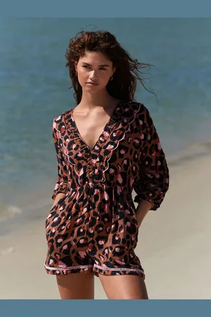 Eleanor Bowmer Multi Bright 100% Cotton Leopard Print Tie Back Playsuit 20