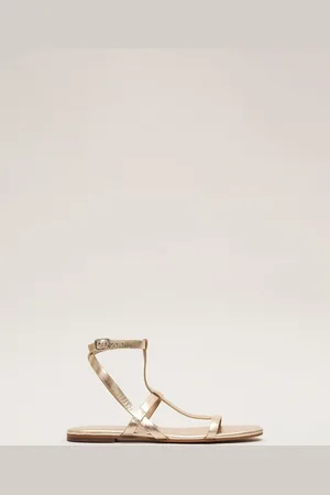 Phase Eight Gold Strappy Flat Sandals eu41uk7