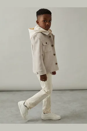 Reiss Liam 9-13 yrs Removable-Hood Brushed-Twill Overshirt 10