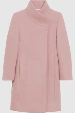 Reiss Pink Kia Senior Wool Blend Funnel Neck Coat 140146cm