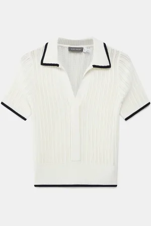 mint&berry White Mix Polo Top large