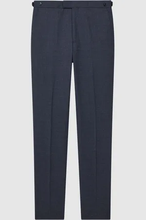 Reiss Navy Dunn Textured Slim Fit Trousers 36W x 31L (UK 36 R)