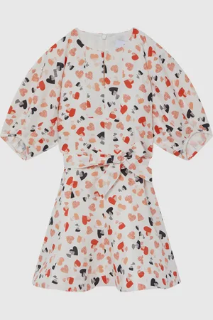 Reiss Freeda 4-9 yrs Heart Print Linen Mini Dress 110116cm