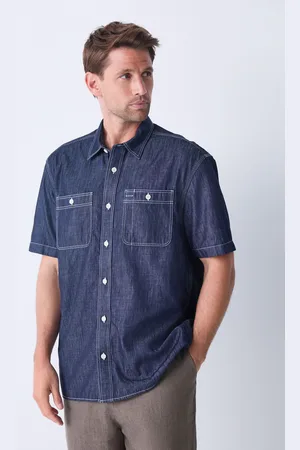Next Chambray Denim Short Sleeve 100% Cotton Shirt xlarge