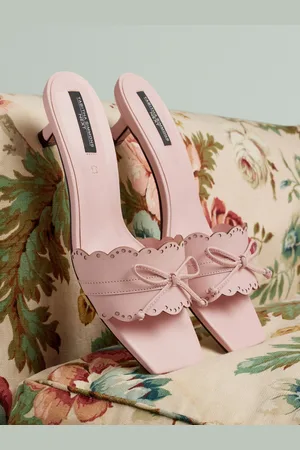 Next Tabitha Simmons x Minnie Leather Square Toe Lazer Cut Bow Mule Kitens Shoes eu375uk45