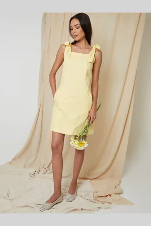 Threadbare Tie Strap Linen Blend Mini Shift Dress 16
