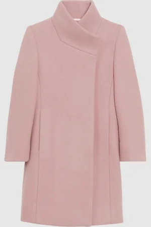 Reiss Pink Kia Junior Wool Blend Funnel Neck Coat 116122cm