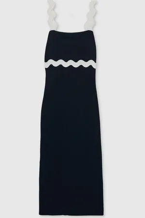 Reiss Asher Wave-Trim Crepe Midi Dress AU 14