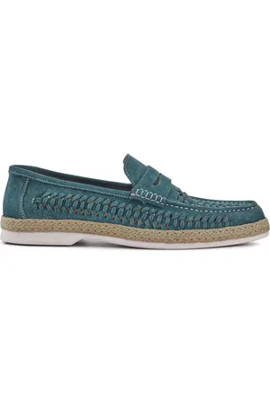 JONES BOOTMAKER Blue Raheem Leather Loafers uk9eu43