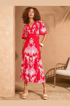 Love & Roses Jersey V-Neck Kimono Sleeve Midi Dress 14