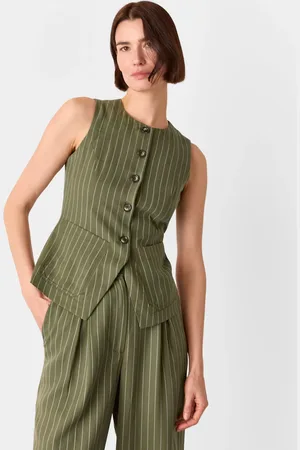 Whistles Green Lottie Pinstripe Waistcoat 12