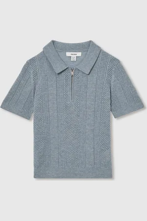 Reiss Texas 9-13 yrs Textured-Knit Half-Zip Polo Shirt 9