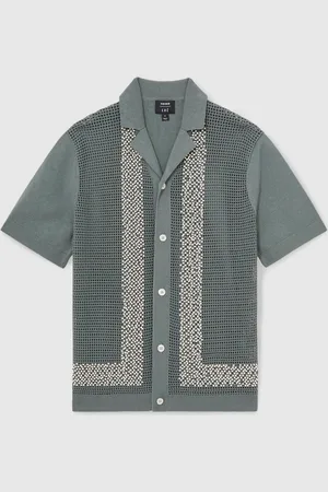 Reiss Accra Ché Beaded Crochet Shirt large