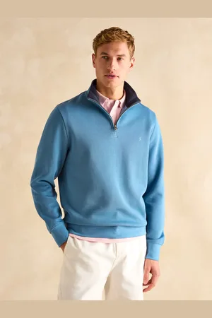 Joules Alistair Light Blue Quarter Zip Cotton Sweatshirt XL