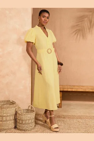Love & Roses V-Neck Belted Puff Sleeve Midi Dress 8