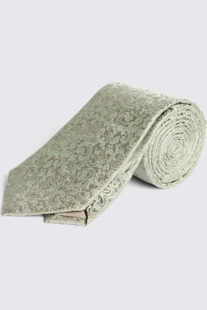 Moss Green Floral Print Swirl Silk Tie onesize