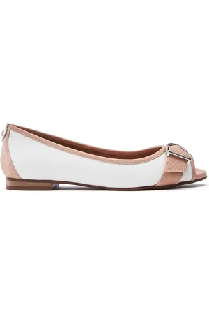 Moda In Pelle Blue Frost Peep Toe Flat Shoes With Buckle eu39uk6