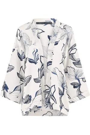 Yumi Cream Abstract Floral Print Kimono 12