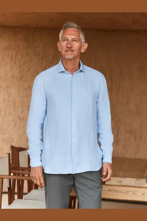 Next Regular Fit Signature 100% Delave Linen Long Sleeve Shirt xxxlarge