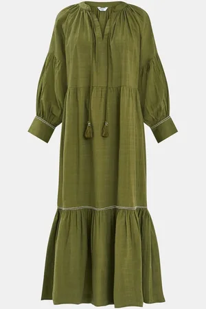 Accessorize Long-Sleeve Tiered Maxi 100% Cotton Dress S