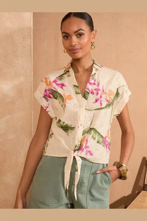 Love & Roses Tie Front Short Sleeve Shirt 16