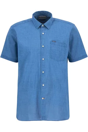 Barbour Pigment Dye Slub Regular Short Sleeve Summer 100% Cotton Shirt medium