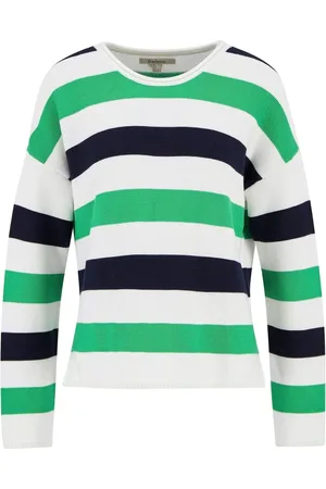Barbour Green Marine Stripe Knitted 100% Cotton Jumper 14