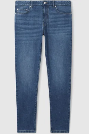 Reiss Mid Blue Wash Maddison Tapered Slim-Fit Jeans 34