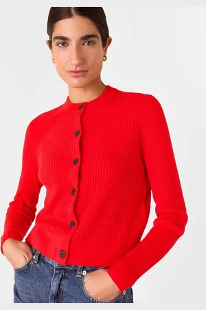 Whistles Red Jasmine Ribbed Cardigan S