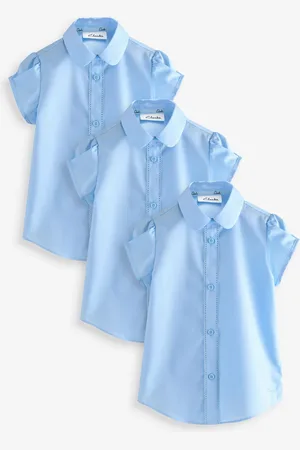Clarks Girls Short Sleeve School Shirts 3 Pack 166168cm