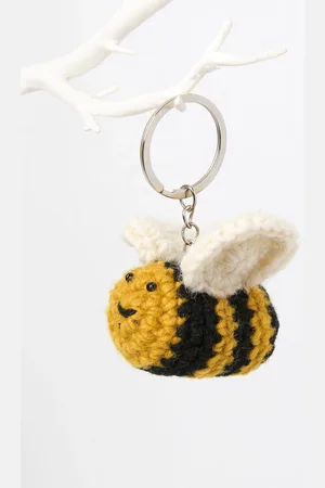 Fat Face FatFace Yellow Crochet Bee Keyring ONE