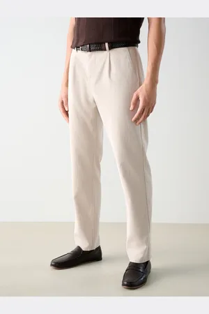 Next Light Stone Belted Cotton Linen Trousers 46r