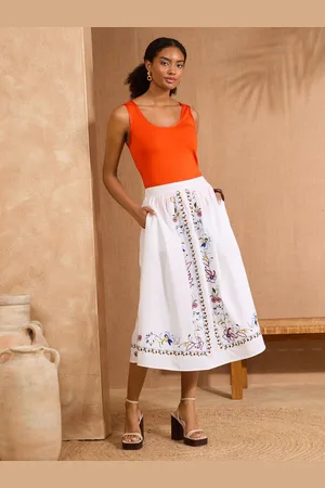 Love & Roses Embroidered Full Midi Skirt 18