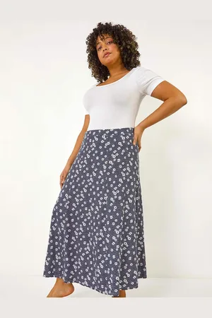 Roman Curve Daisy Print Midi Skirt AU 18