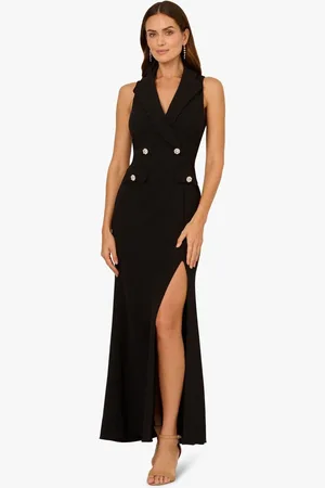 Adrianna Papell Scallop Tuxedo Gown AU 20